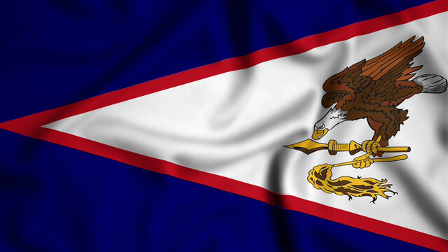 American Samoa flag waving in the wind background illustration, silk