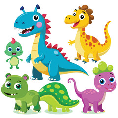 set of funny cartoon animals