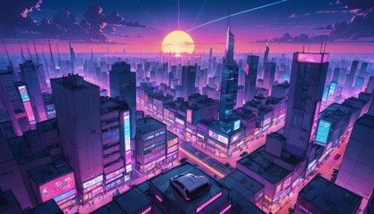 Obraz premium Anime Cityscape