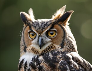 Naklejka premium Great Horned Owl with Piercing Eyes