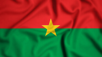 Burkina Faso flag waving in the wind background illustration, silk