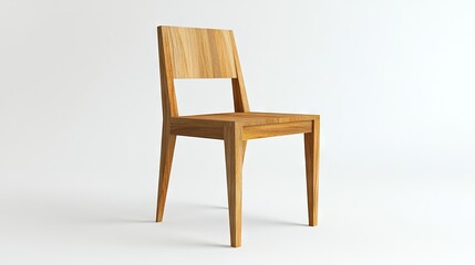 Minimalist wooden dining chair isolated on a white background, part of a modern furniture series