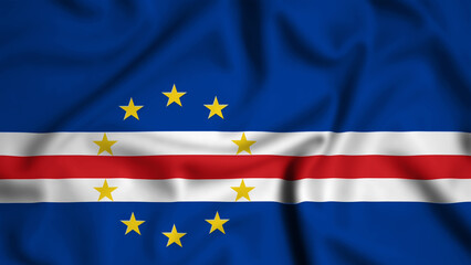 Cape Verde flag waving in the wind background illustration, silk