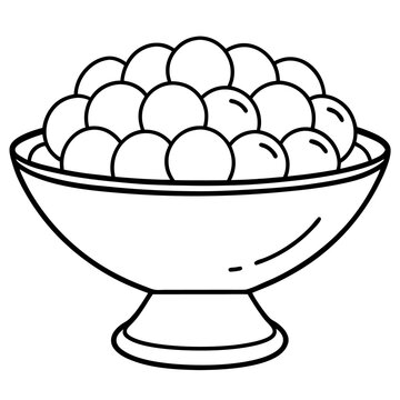 recommend clip art: ice cream balls in bowl outline coloring book page line art drawing
