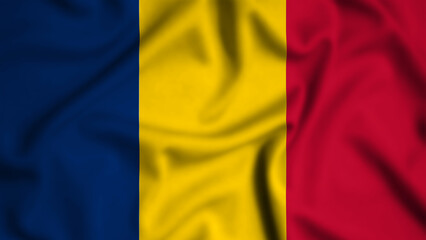 Chad flag waving in the wind background illustration, silk