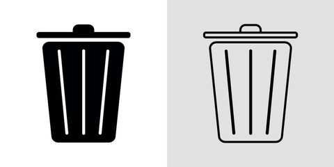 Trash black and white vector icons set.