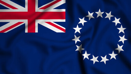 CookIslands flag waving in the wind background illustration, silk