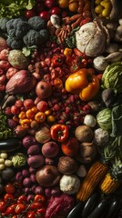 Highlight the significance of World Food Day with a vivid, real-life image of diverse, fresh foods from around the world, beautifully arranged to emphasize global unity in the fight against hunger 