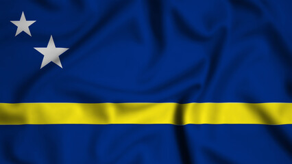 Curaçao flag waving in the wind background illustration, silk