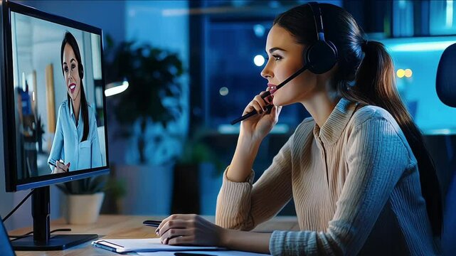 Virtual Personal Assistant Woman Making Video Call