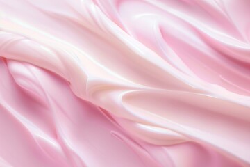 Soft pink satin fabric draped in smooth waves. Elegant textile and luxury design concept for design and print.