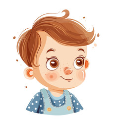 Obraz premium A cartoon boy with a smile on his face. He is wearing a blue shirt and a blue apron