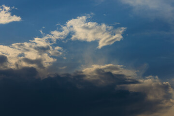 Blue sky and white and gray clouds. Texture background for design.