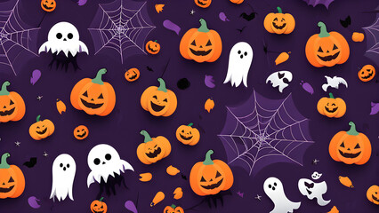 Obraz premium Cute Halloween background, unique Halloween wallpaper, Halloween day concept illustration, ai generated