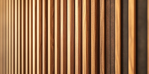 Fototapeta premium Abstract Vertical Wooden Slats with Warm Light Accents