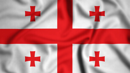 Georgia flag waving in the wind background illustration, silk