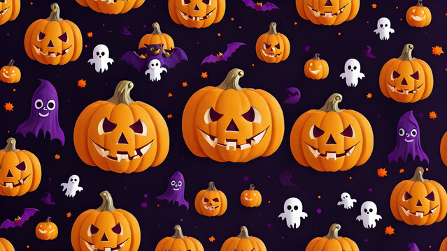 Cute Halloween background, unique Halloween wallpaper, Halloween day concept illustration, ai generated
