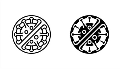 Antibacterial and antiviral defence set icon. Stop bacteria and viruses prohibition sign, vector illustration on white background