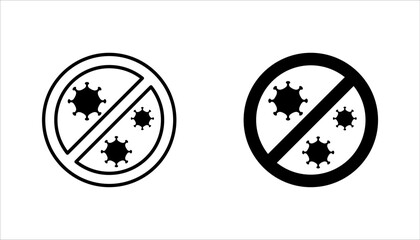 Antibacterial and antiviral defence set icon. Stop bacteria and viruses prohibition sign, vector illustration on white background
