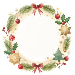 Festive Christmas wreath with red bows, holly, and ornaments 빨간 리본, 호랑가시나무, 장식으로 꾸며진 축제의 크리스마스 화환