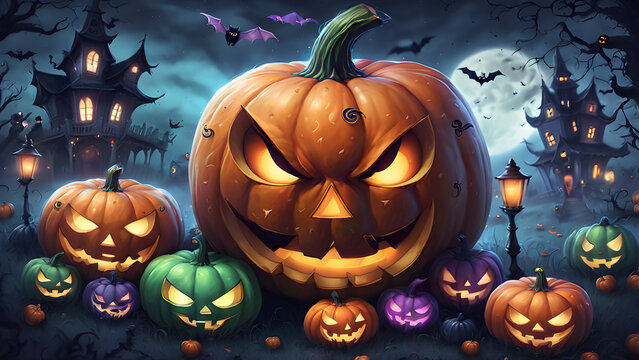 Cute Halloween background, unique Halloween wallpaper, Halloween day concept illustration, ai generated
