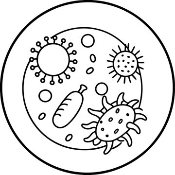 black and white microbes inside petri dish
