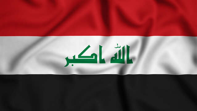 Iraq flag waving in the wind background illustration, silk