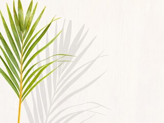 Young palm or coconut leaves with isolated white background. Clipping path set. Palm leaf set isolated. Empty space for text