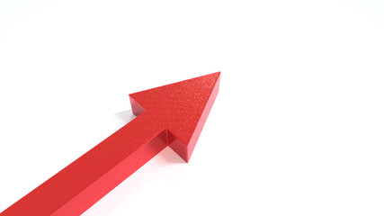 red arrow on white background/3d growth business graph  Data analyzing bar graph dynamic up arrow business on a white background