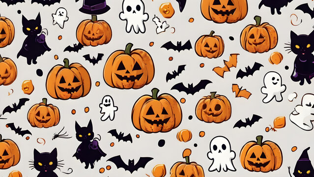 Cute Halloween background, unique Halloween wallpaper, Halloween day concept illustration, ai generated