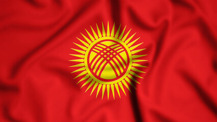 Kyrgyzstan flag waving in the wind background illustration, silk