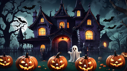 Cute Halloween background, unique Halloween wallpaper, Halloween day concept illustration, ai generated