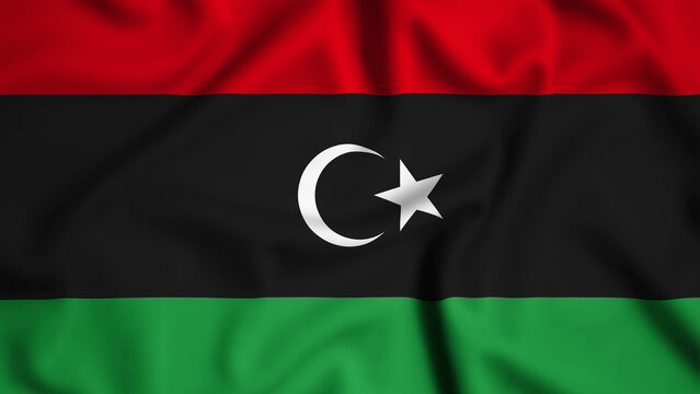 Libya flag waving in the wind background illustration, silk - Powered by Adobe