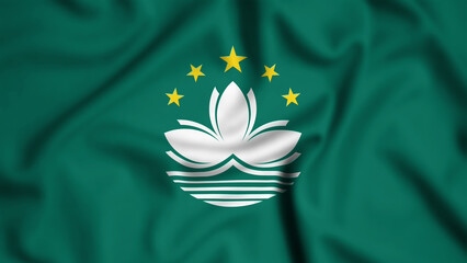 Macau flag waving in the wind background illustration, silk