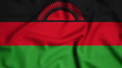 Malawi flag waving in the wind background illustration, silk