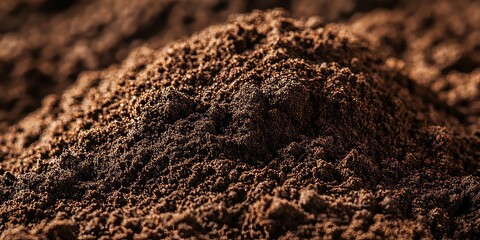 Close-Up of Mound of Coffee Grounds in Warm Ambient Light