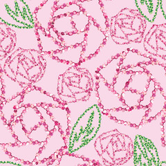 Allover pattern print of Sequin Rose. Shiny effect print for sparkle textile, fashion, home decor, surface design, packaging, digital background.