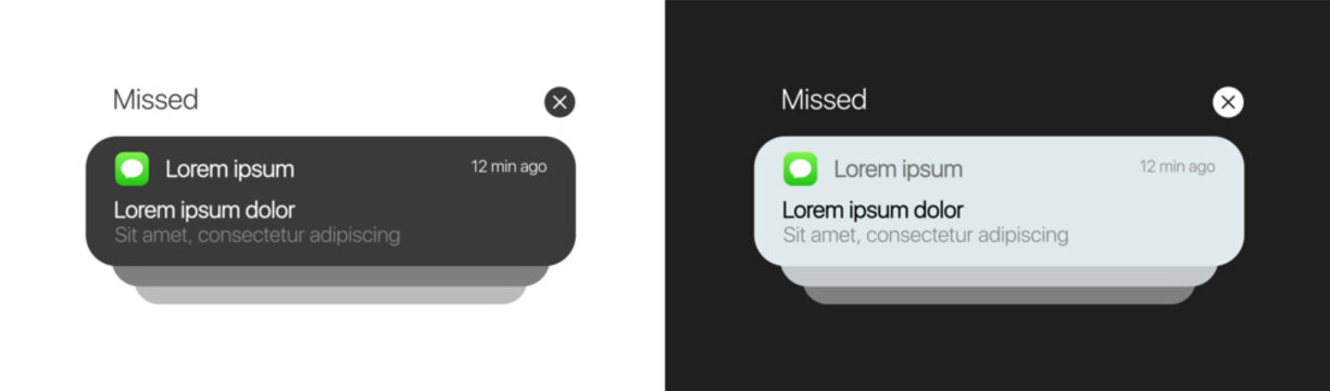 Push notifications icons. Message bubble icons. Flat style. Vector icons.