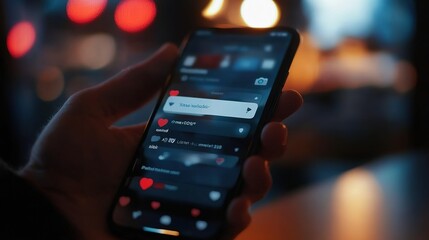 A smartphone screen displaying notifications of new followers and likes in real-time