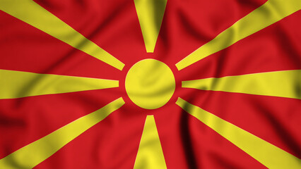 North Macedonia flag waving in the wind background illustration, silk