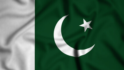 Pakistan flag waving in the wind background illustration, silk