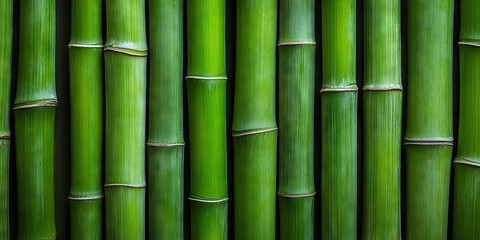 Obraz premium Close-Up of Green Bamboo Stalks Creating a Serene Natural Pattern