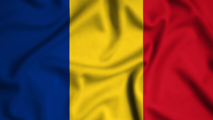 Fototapeta premium Romania flag waving in the wind background illustration, silk