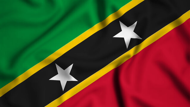 Saint Kitts and Nevis flag waving in the wind background illustration, silk - Powered by Adobe