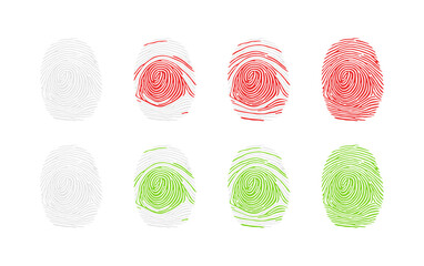 Fingerprint set icons. Flat style. Vector icons.