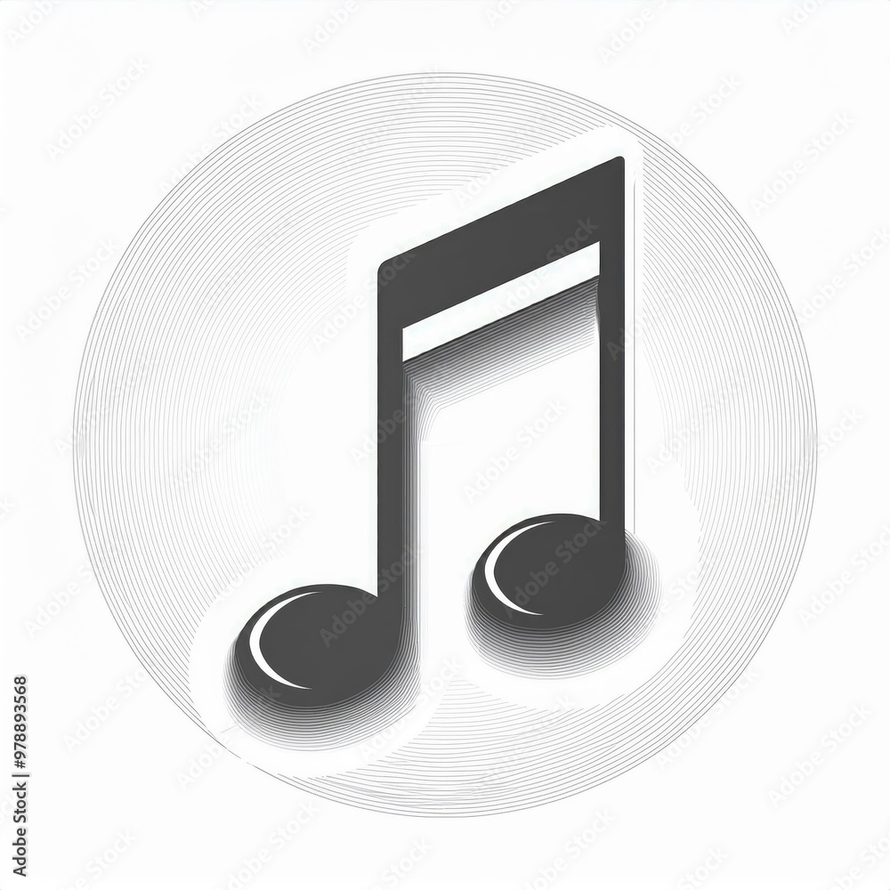 Aufkleber Modern Stylized Musical Note Icon with Playful Pink Accents, Representing Sound and Melody in Abstract Art Design, Isolated on a Subtle Gradient Background with Horizontal Line Detailing. Vector Logo 