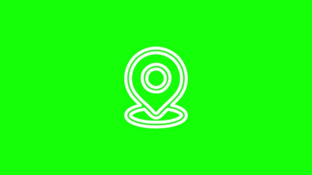 Animation of a location pin icon on a green background. 4K video. Looped animation.