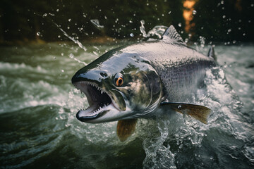 Fototapeta premium Created with generative ai photo of fish predator swimming under water
