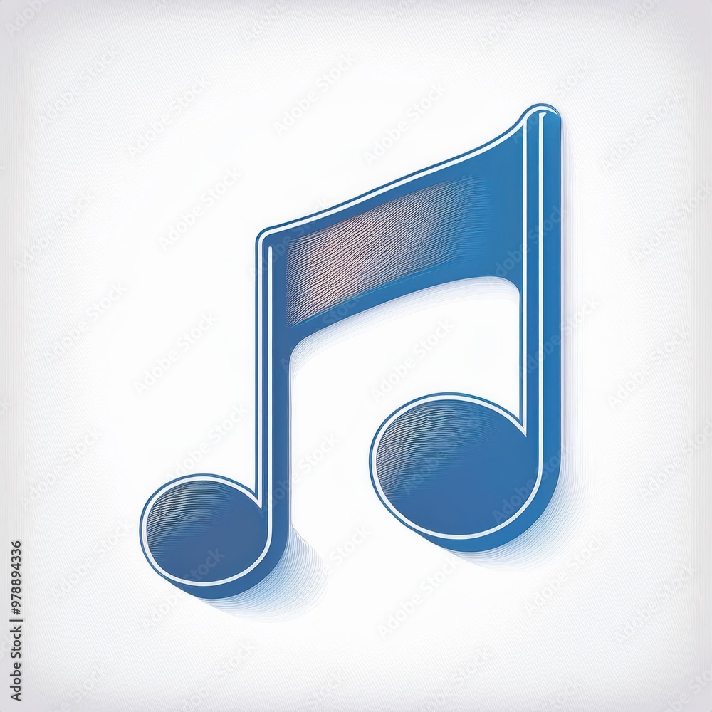 Poster Modern Stylized Musical Note Icon with Playful Pink Accents, Representing Sound and Melody in Abstract Art Design, Isolated on a Subtle Gradient Background with Horizontal Line Detailing. Vector Logo 