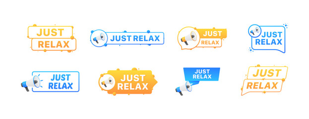 Just relax set icons. Megaphone icons. Flat style. Vector icons.